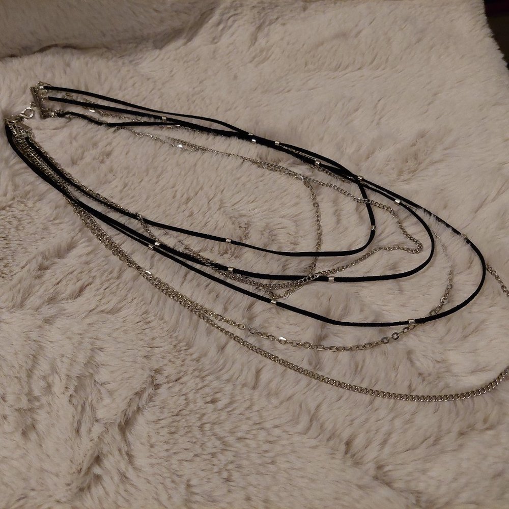 Black and Silver Rope/Chain Necklace